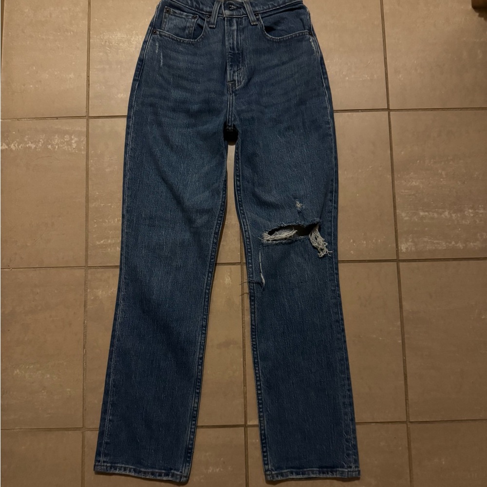 Abercrombie & Fitch Curve Love Ultra High-Rise 90’s Straight Leg Jeans 23/000XS - Picture 2 of 4